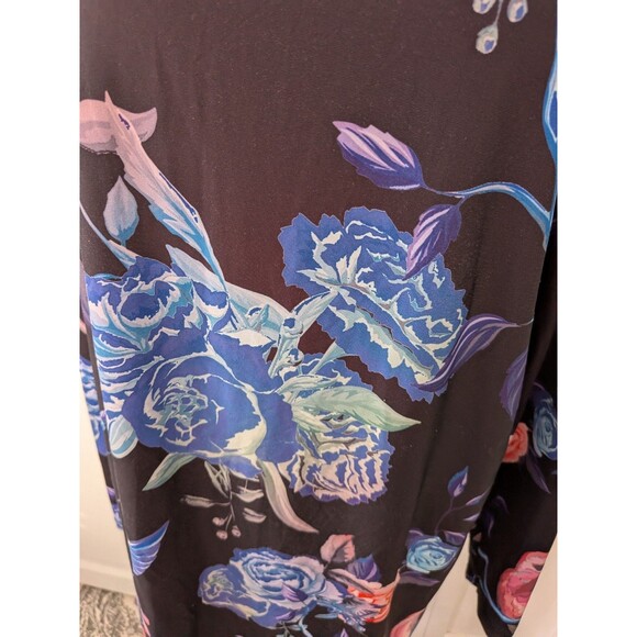 Lily By Firmiana Tunic Womens 1X Multi Floral Humming Bird Blouse Top Stretch - Picture 5 of 12